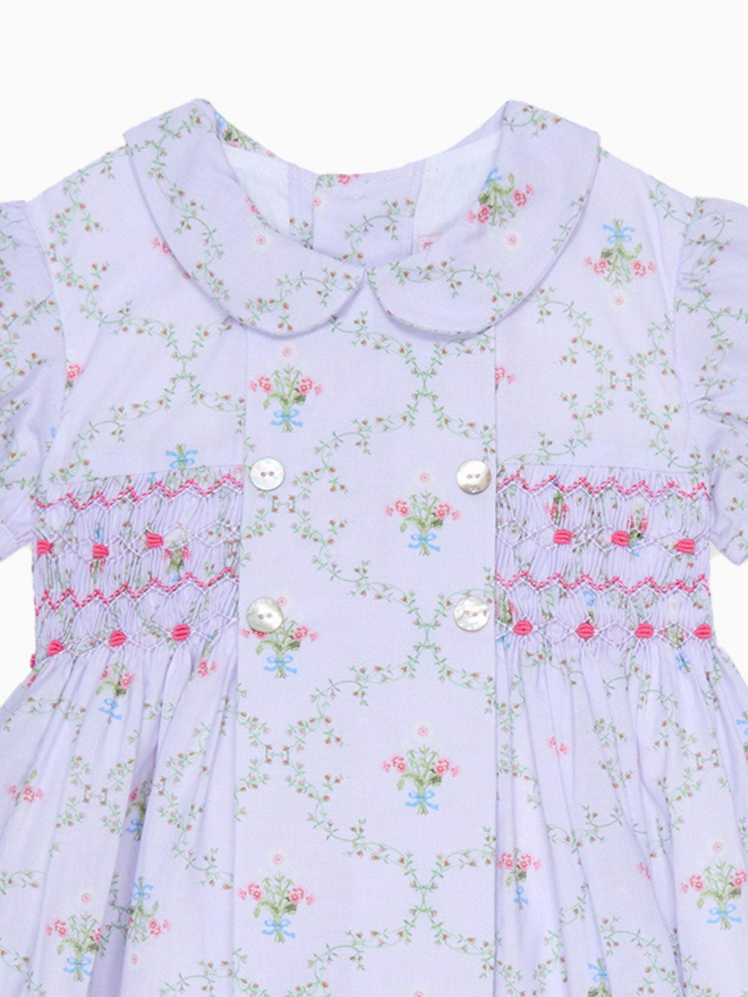 Hill House Home X La Coqueta Lilac Trellis Arcadia Girl Hand-Smocked Dress