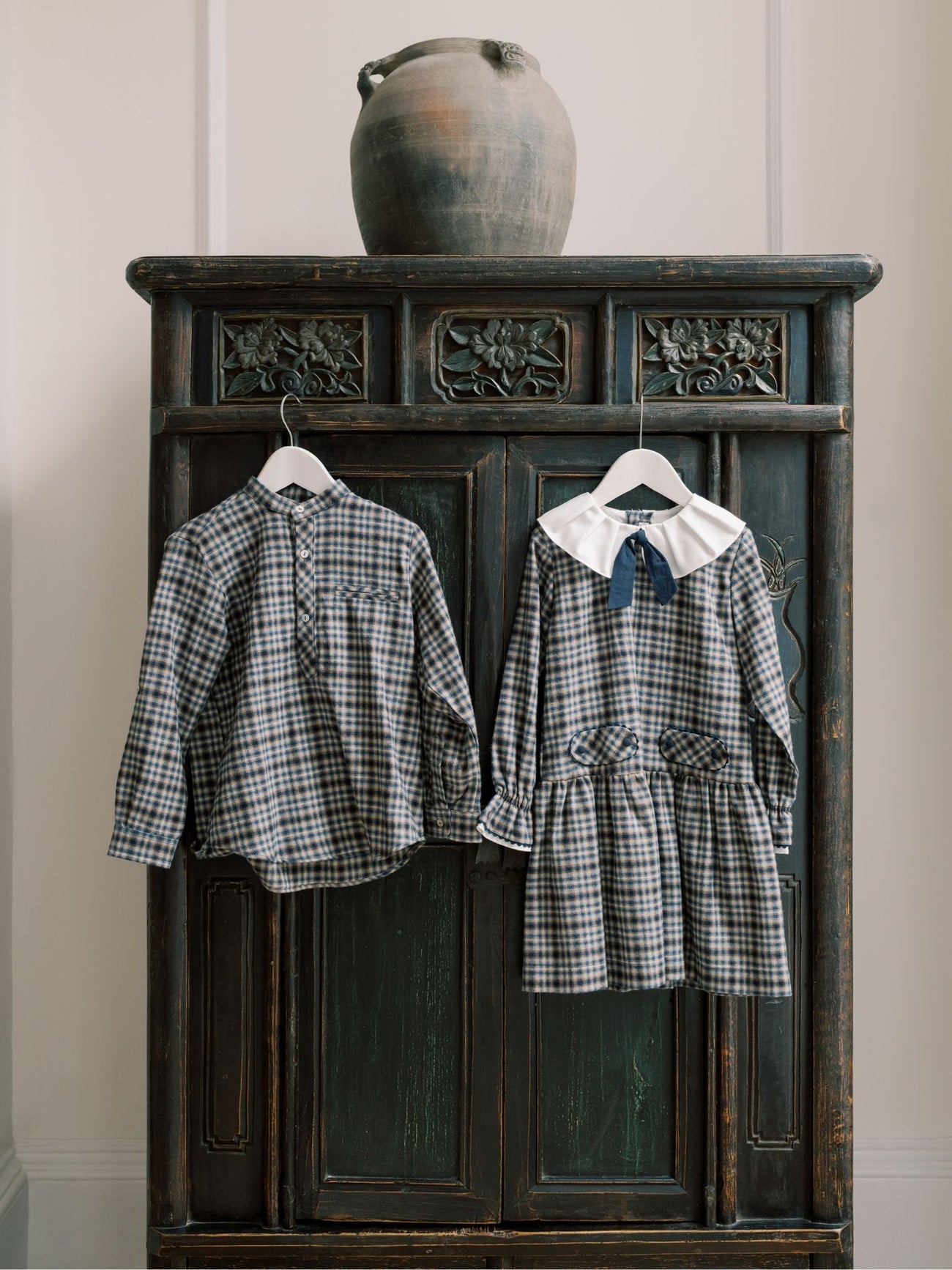 Navy Check Mateo Long Sleeve Boy Shirt