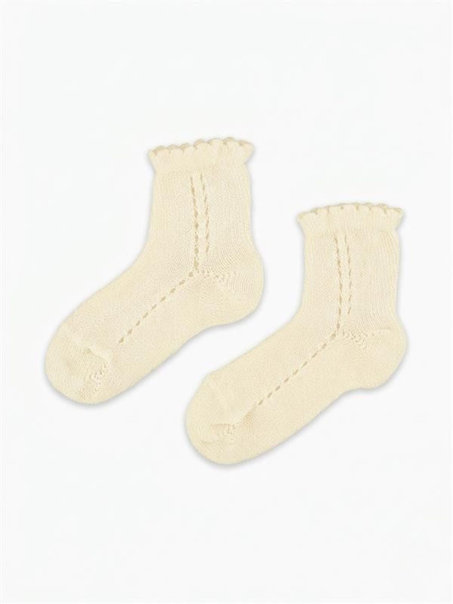 Pale Yellow Openwork Short Socks