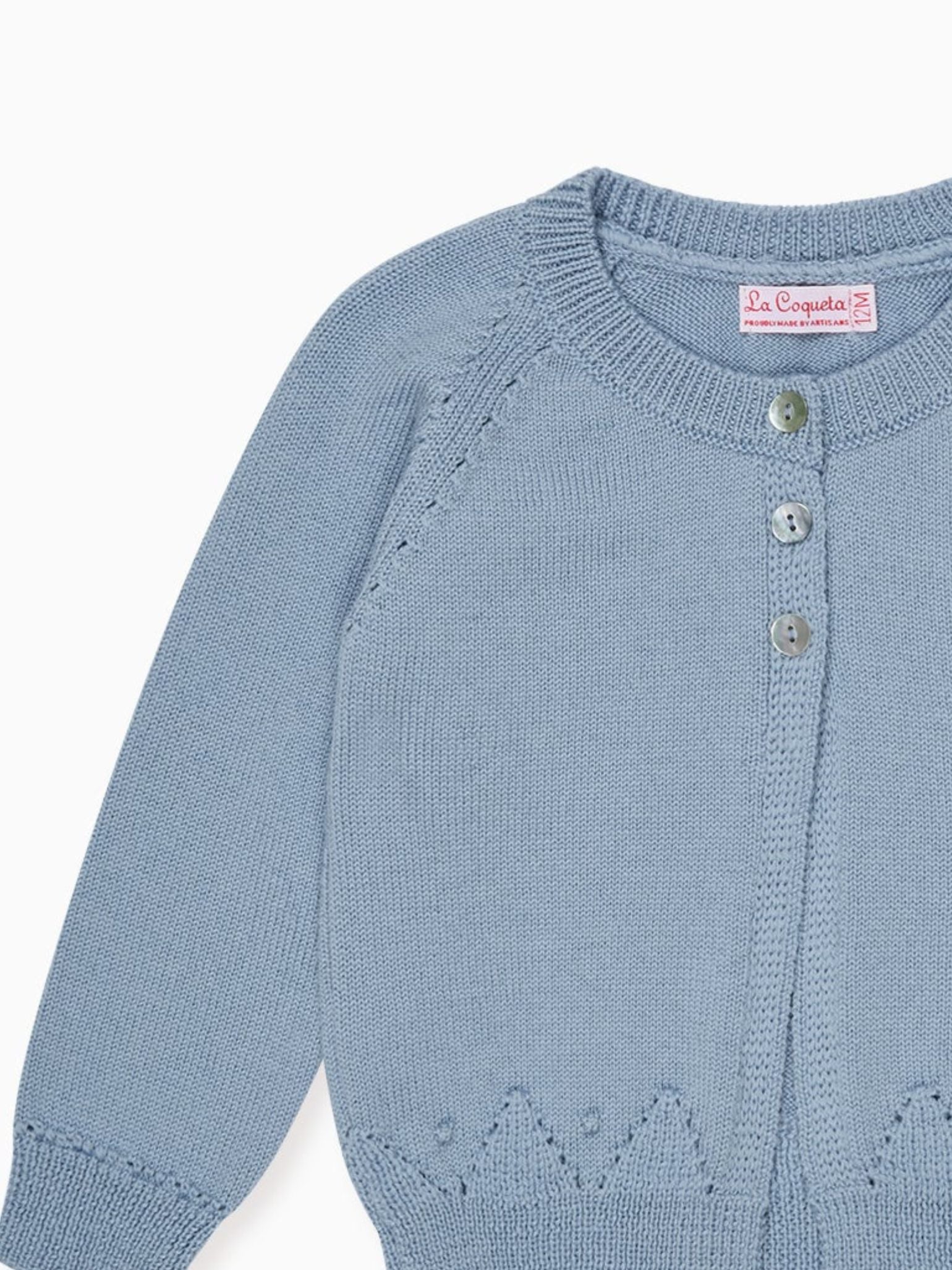 Dusty Blue Alvira Merino Baby Cardigan