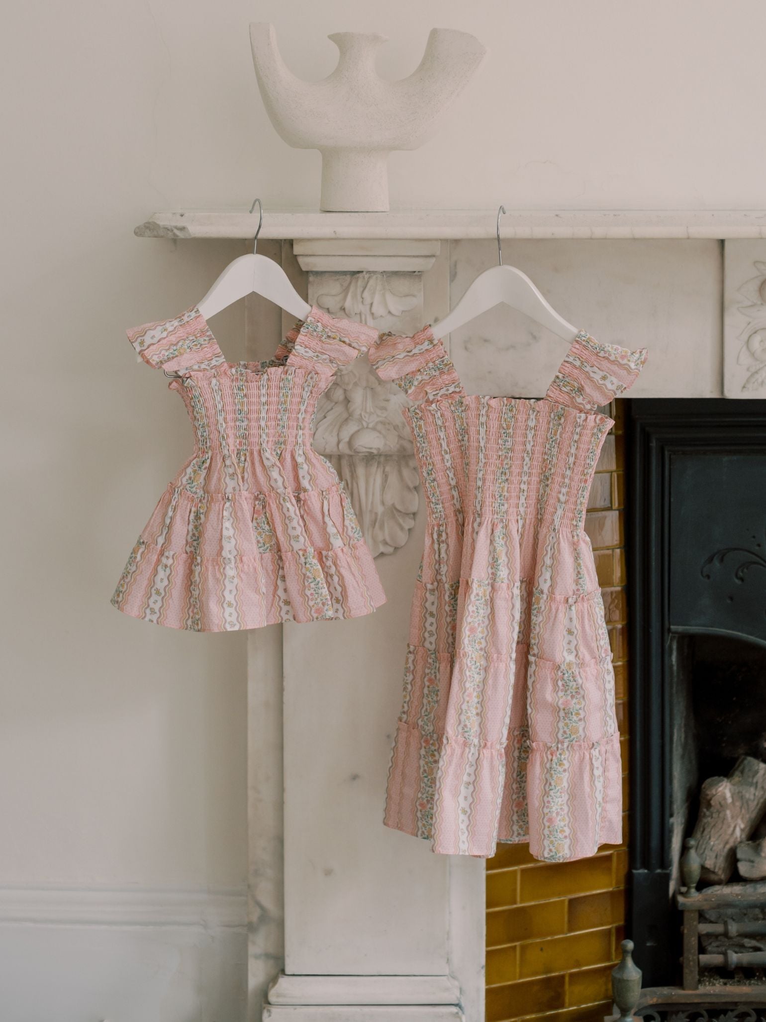 Hill House Home X La Coqueta Pink Floral Stripe Tiny Ellie Nap Dress