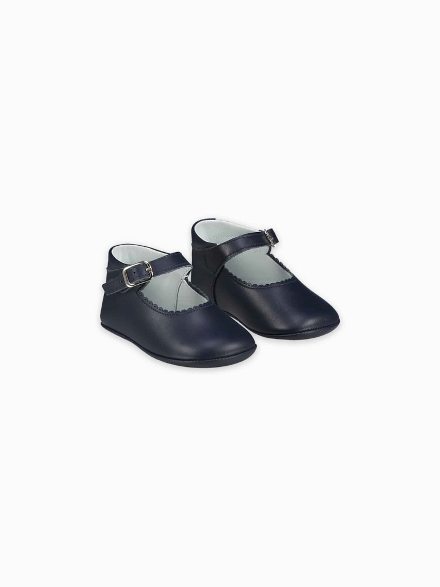 Navy Leather Baby Mary Jane Shoes