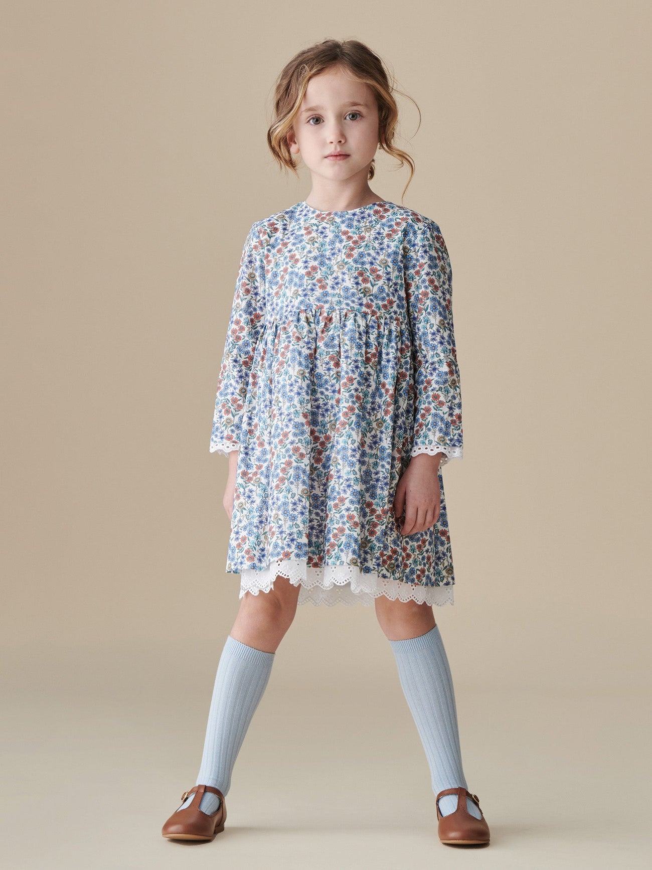 Blue Floral Paulina Girl Dress