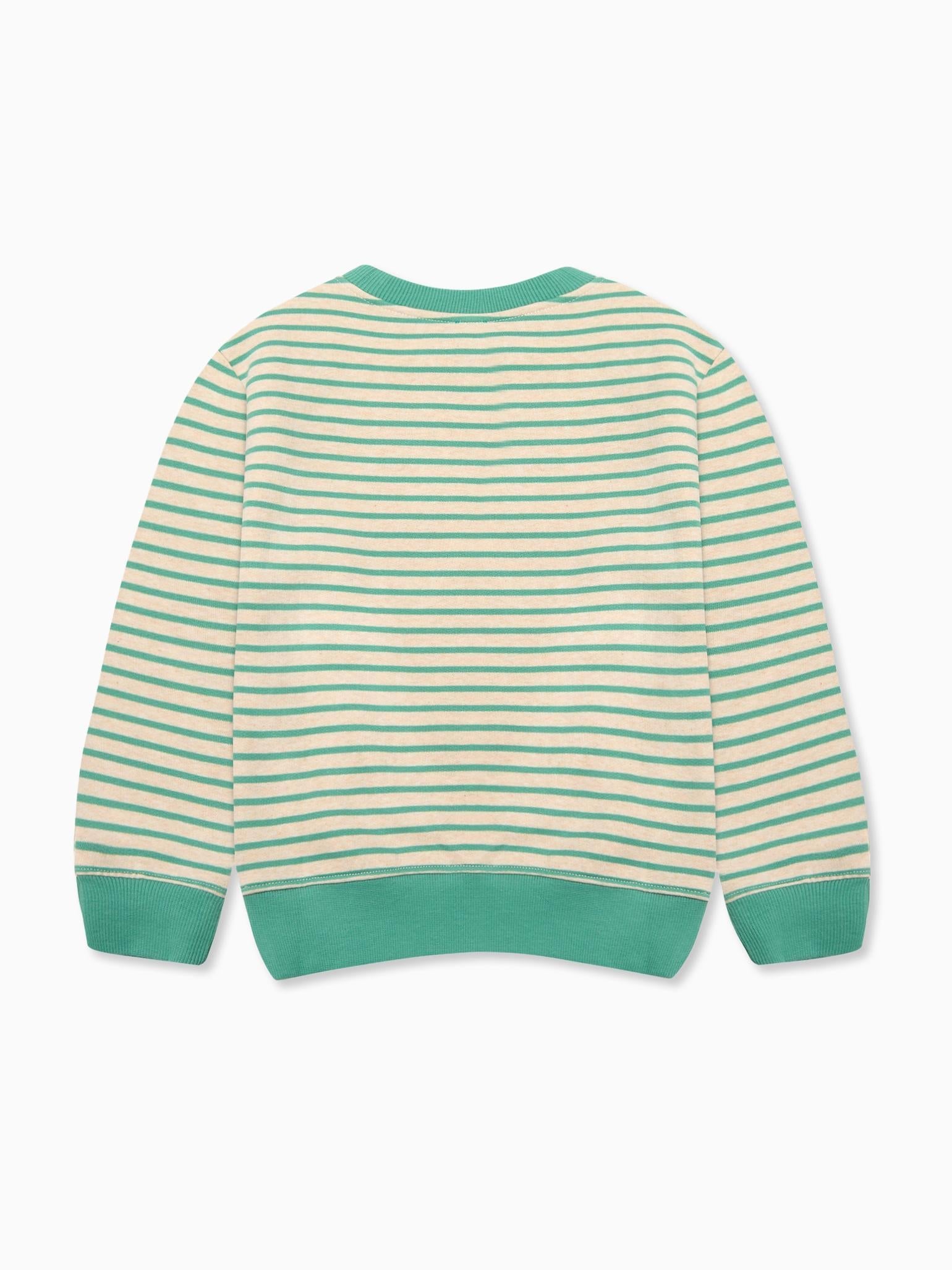 Sage Green Stripe Pernille Kids Sweatshirt