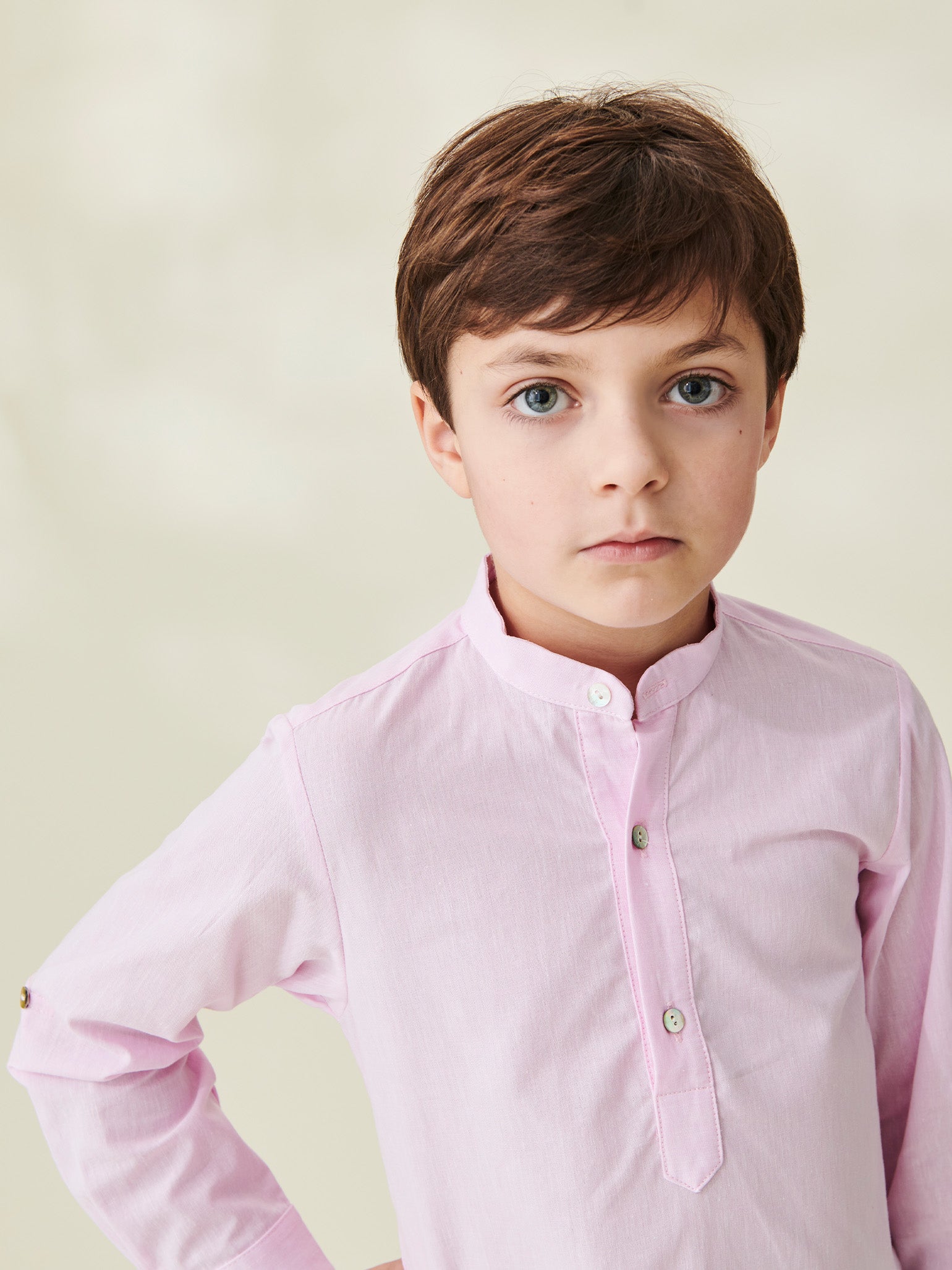 Pink Jazmin Linen Mix Boy Shirt