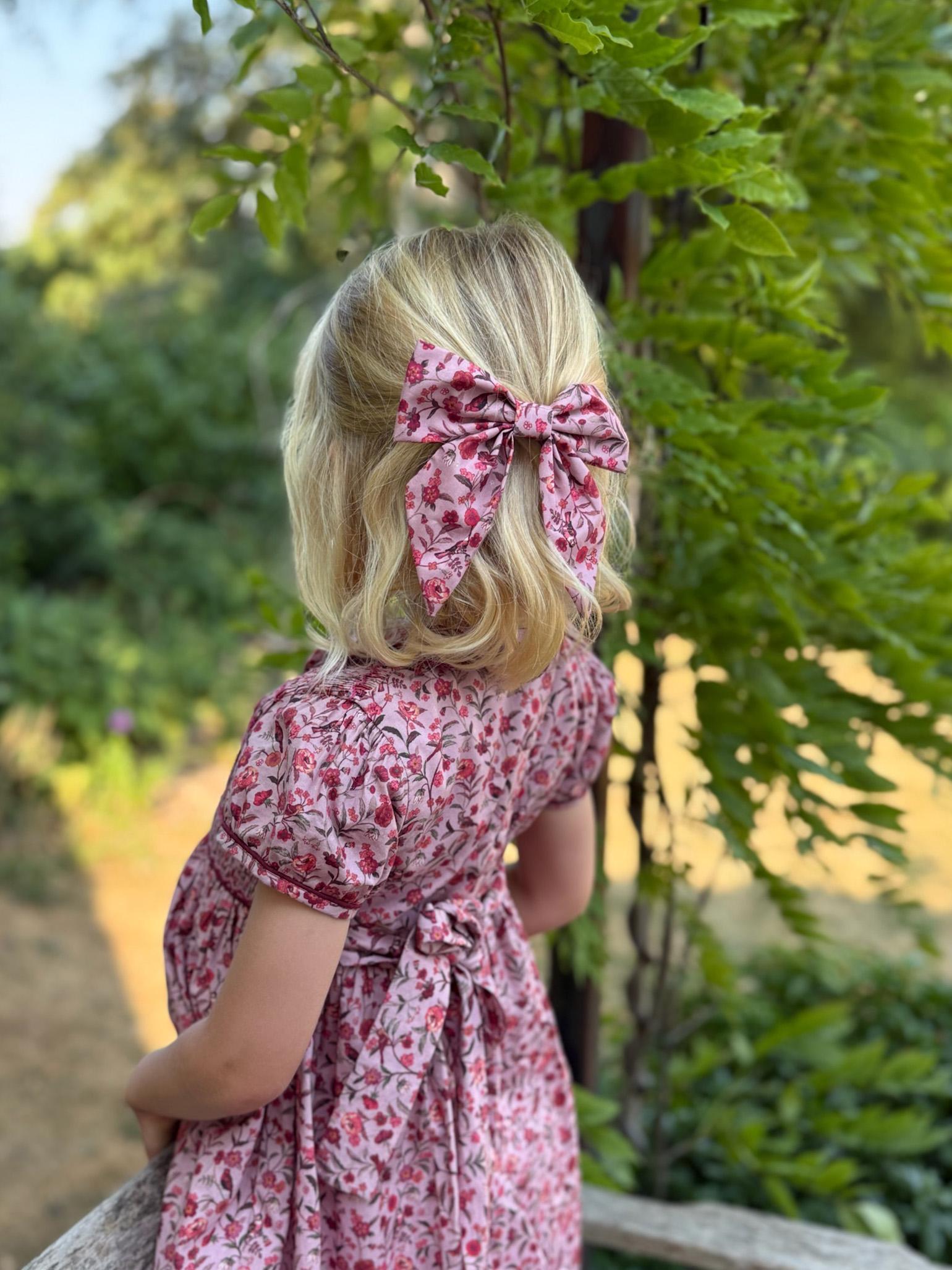 Pink Bird Floral Scarlett Girl Hand-Smocked Dress