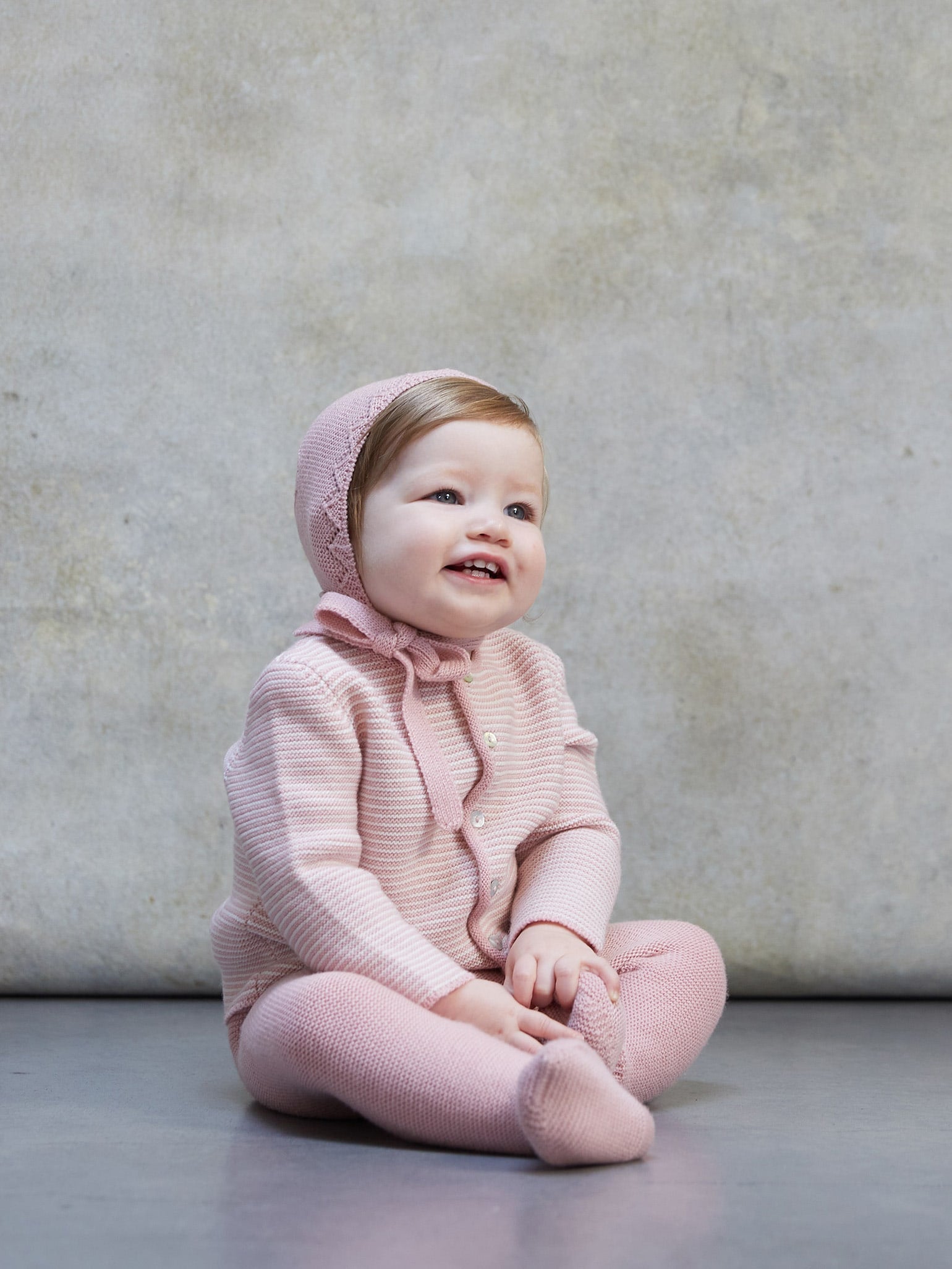 Pink Stripe Pinto Merino Baby Girl Set