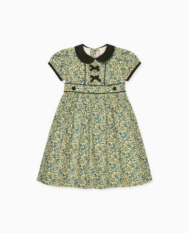 Bottle Green Floral Portia Girl Dress
