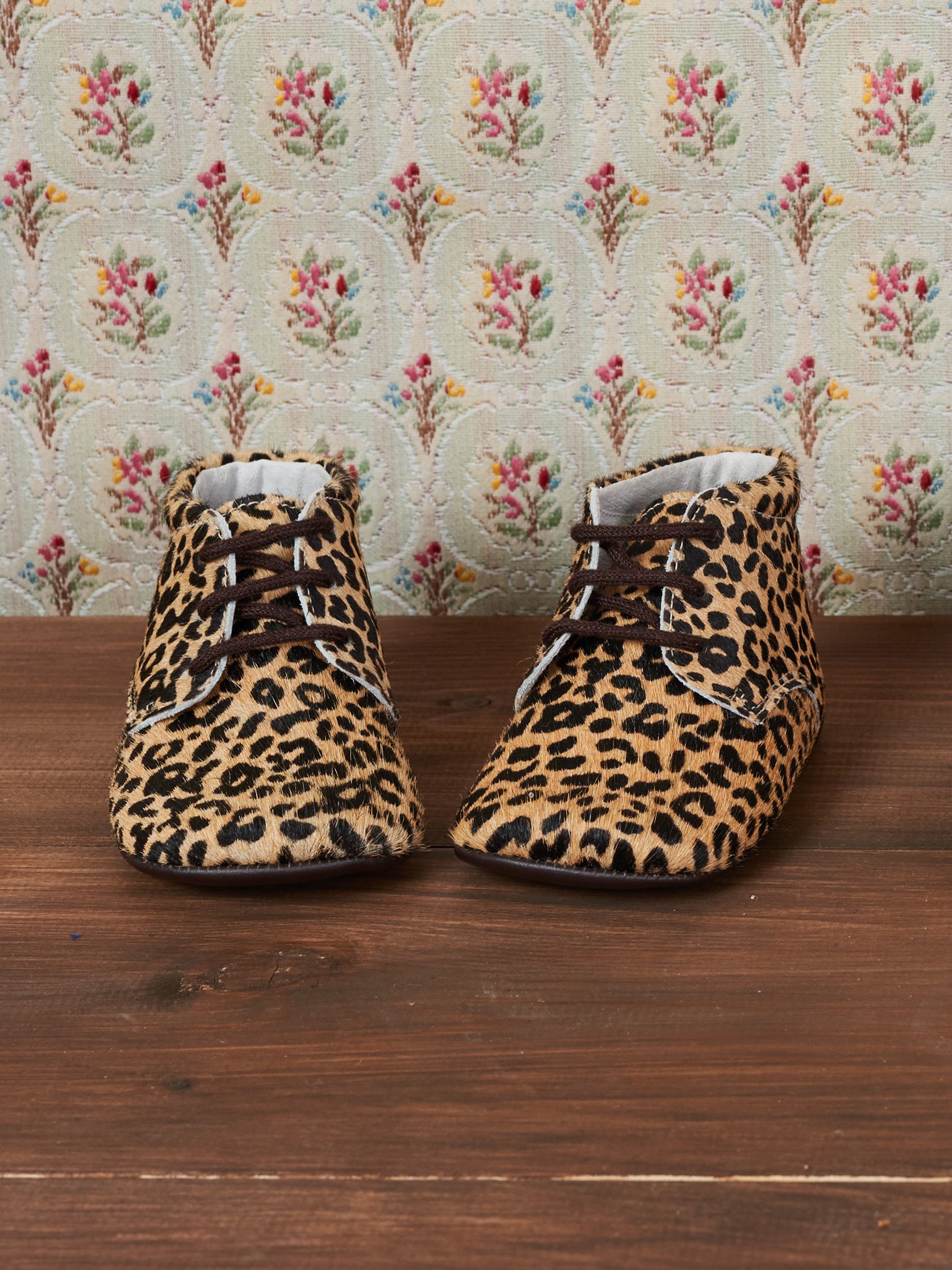 Leopard Leather Baby Booties