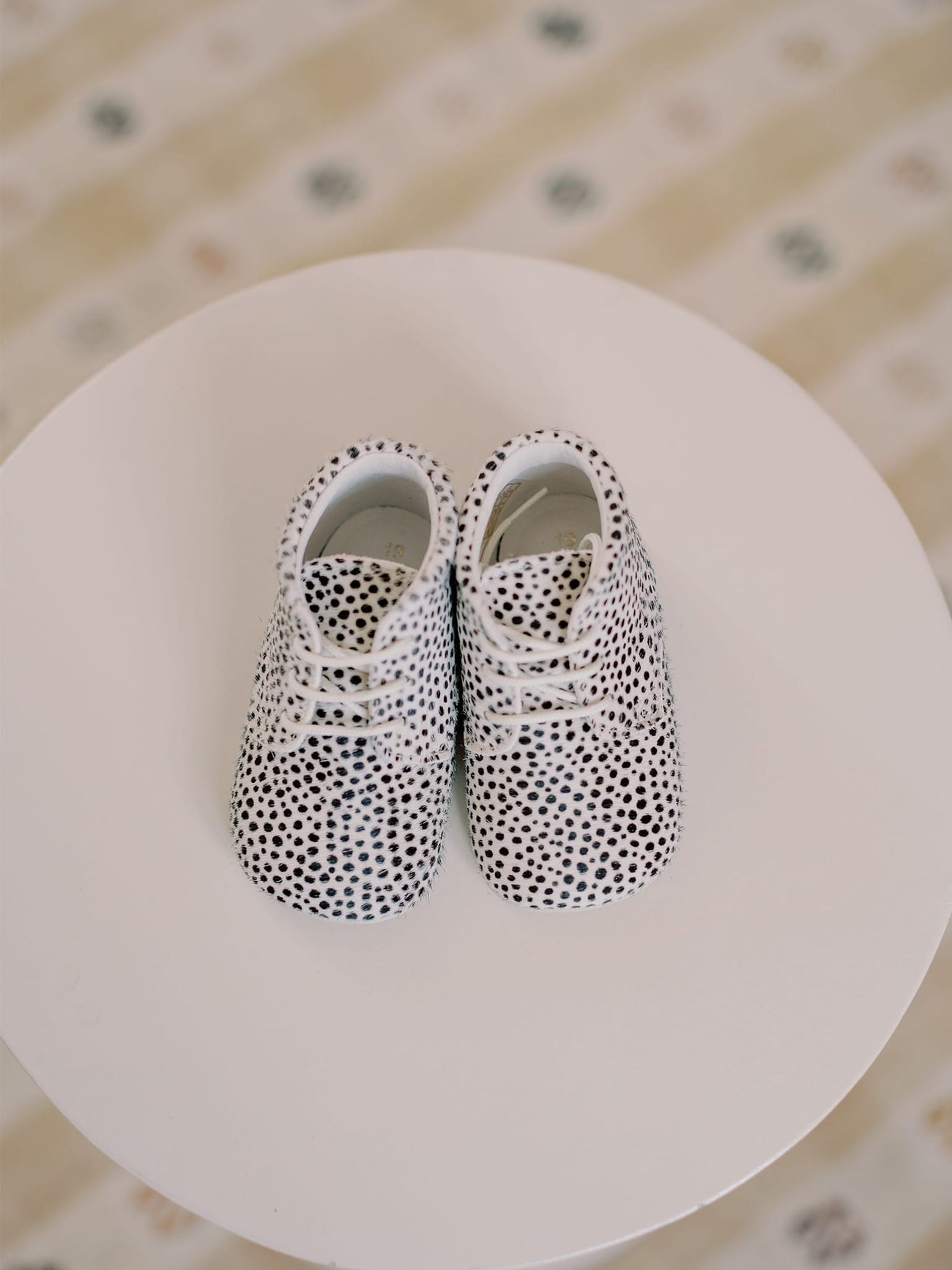 Ivory Leopard Leather Baby Booties
