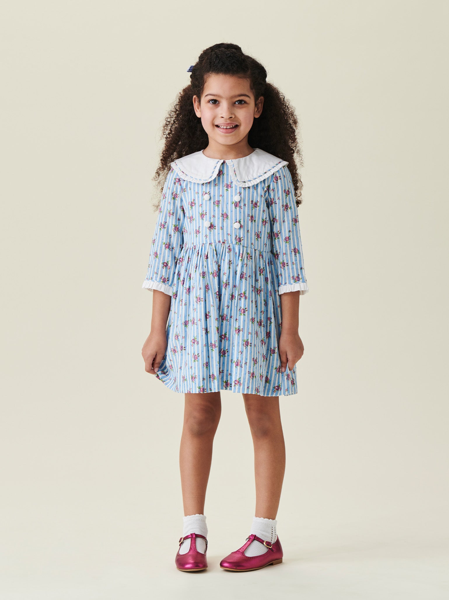 Blue Stripe Provenza Girl Fit And Flare Dress