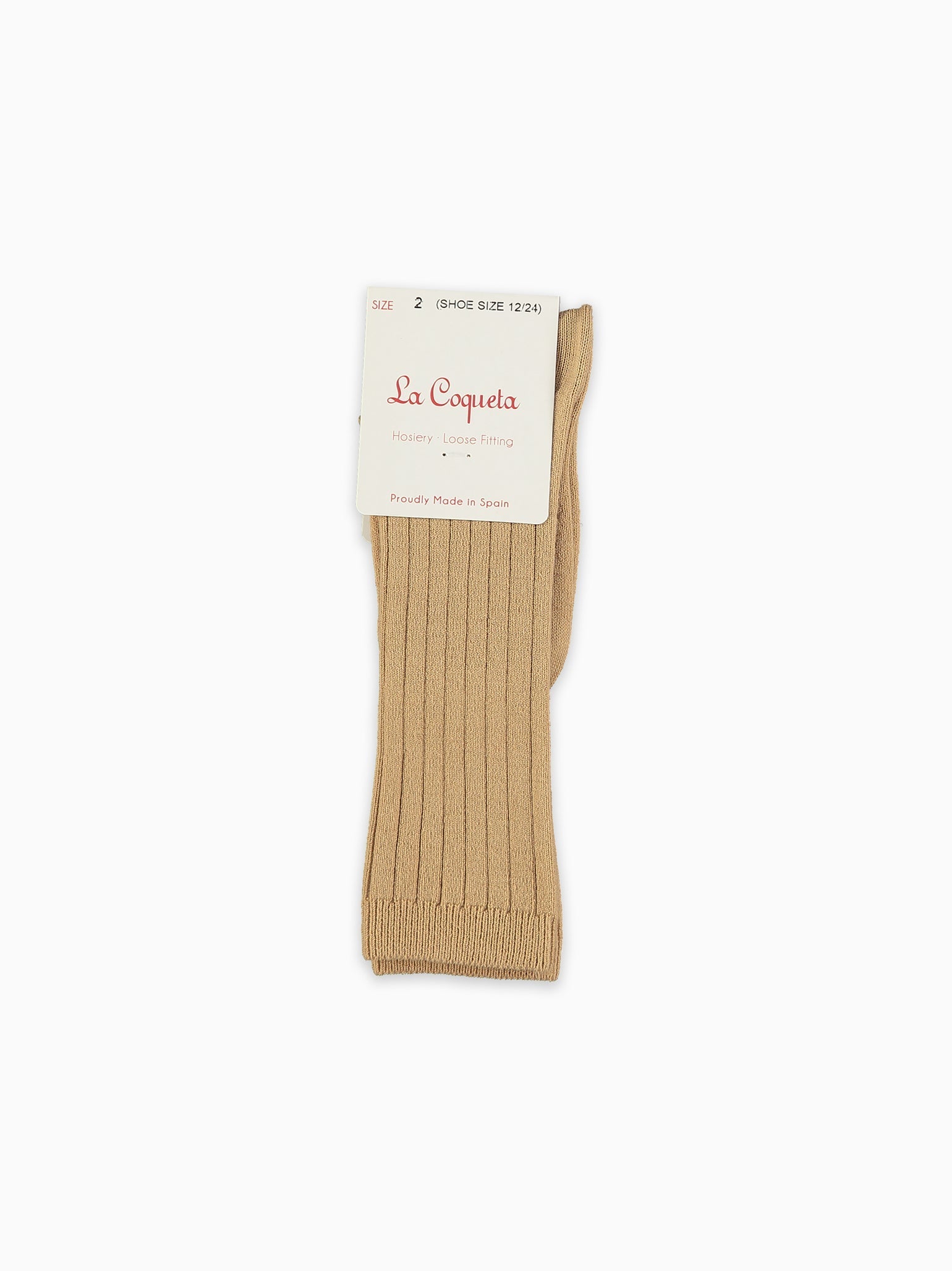 Camel Ribbed Knee High Kids Socks