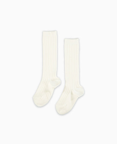 Off White Ribbed Knee High Kids Socks