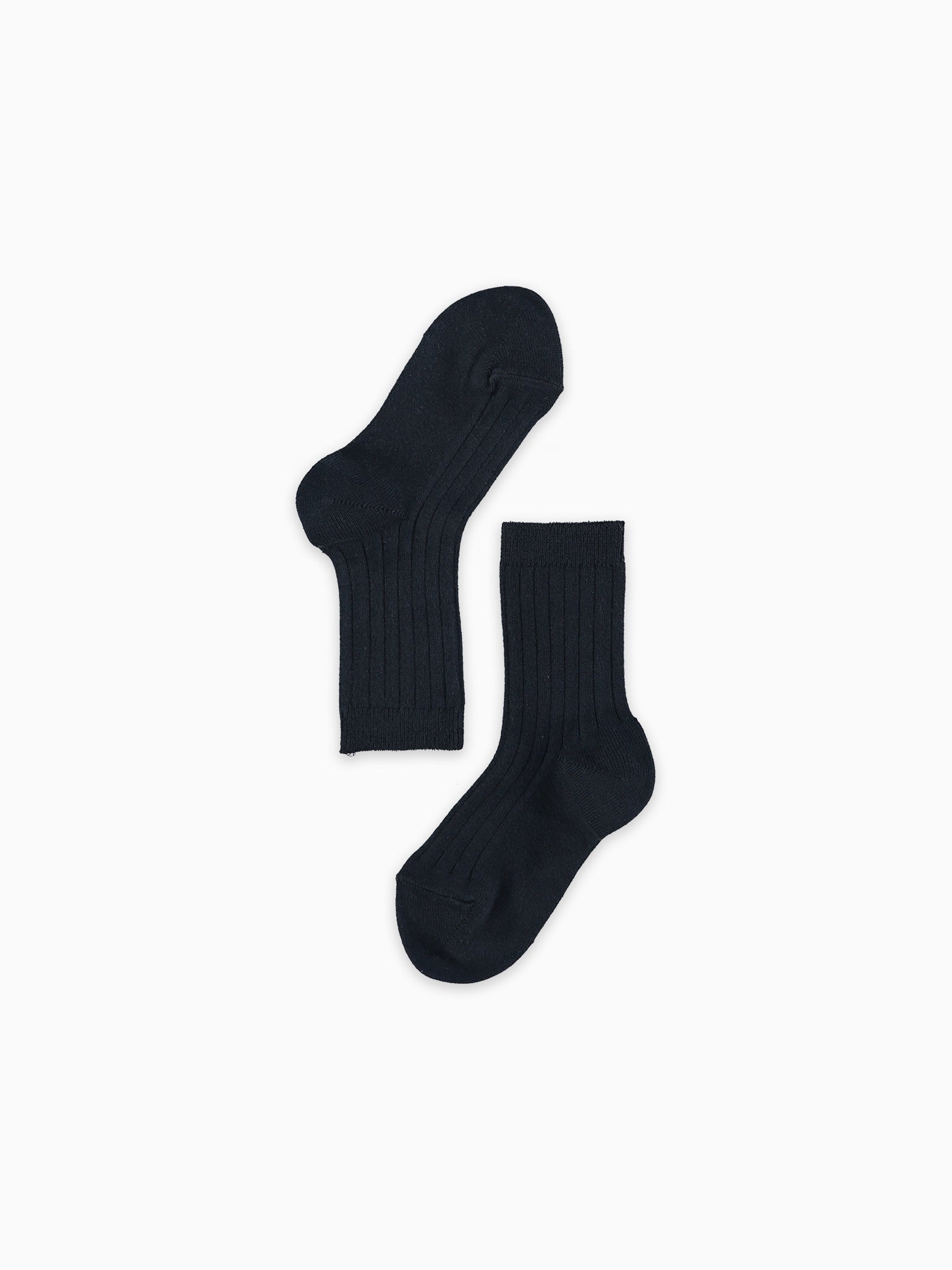 Navy Blue Ribbed Short Kids Socks