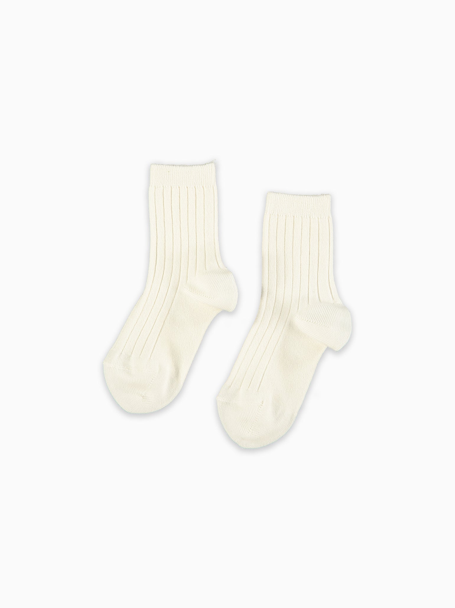 Off White Ribbed Short Kids Socks