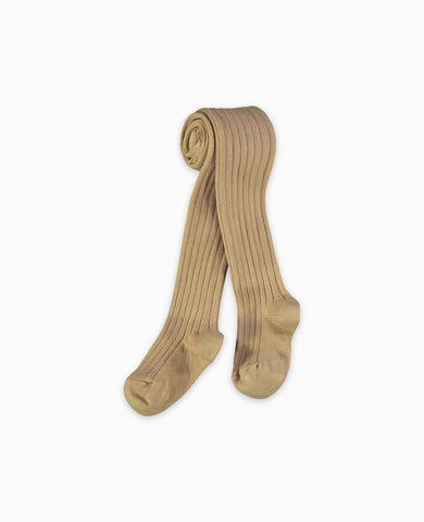 Camel Ribbed Kids Tights