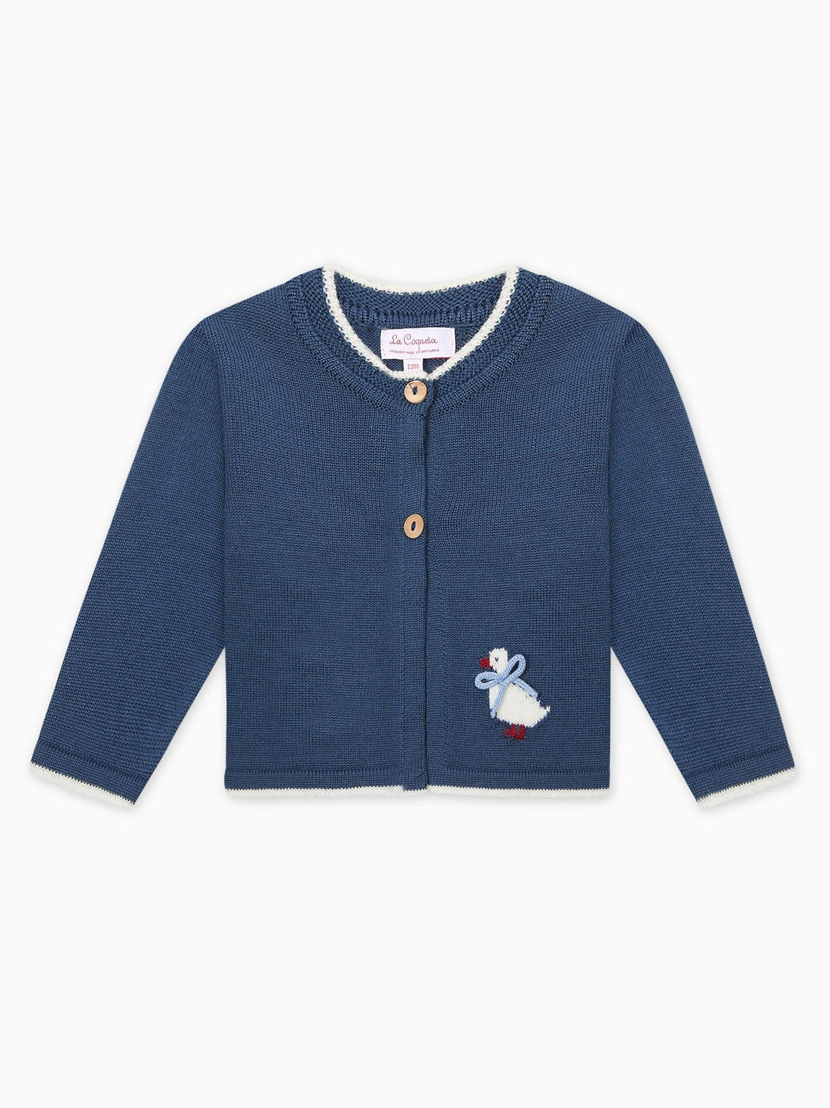 Petrol Blue Rain Merino Baby Cardigan