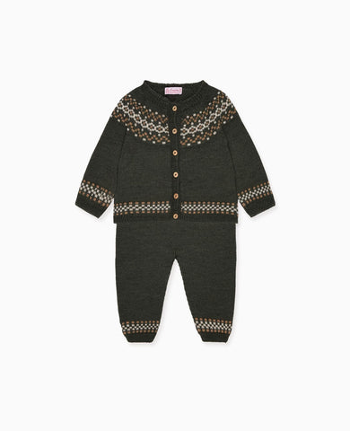 Olive Ramiro Merino Fair Isle Baby Knitted Set