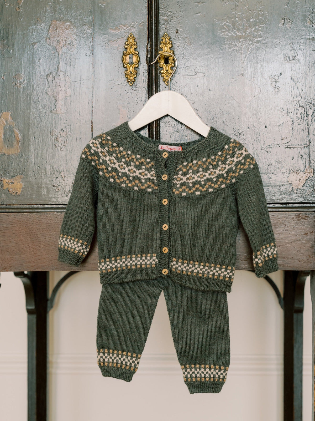 Olive Ramiro Merino Fair Isle Baby Knitted Set