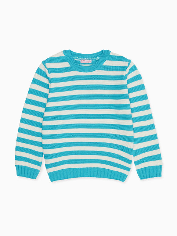 Aqua Stripe Ramon Boy Cotton Jumper