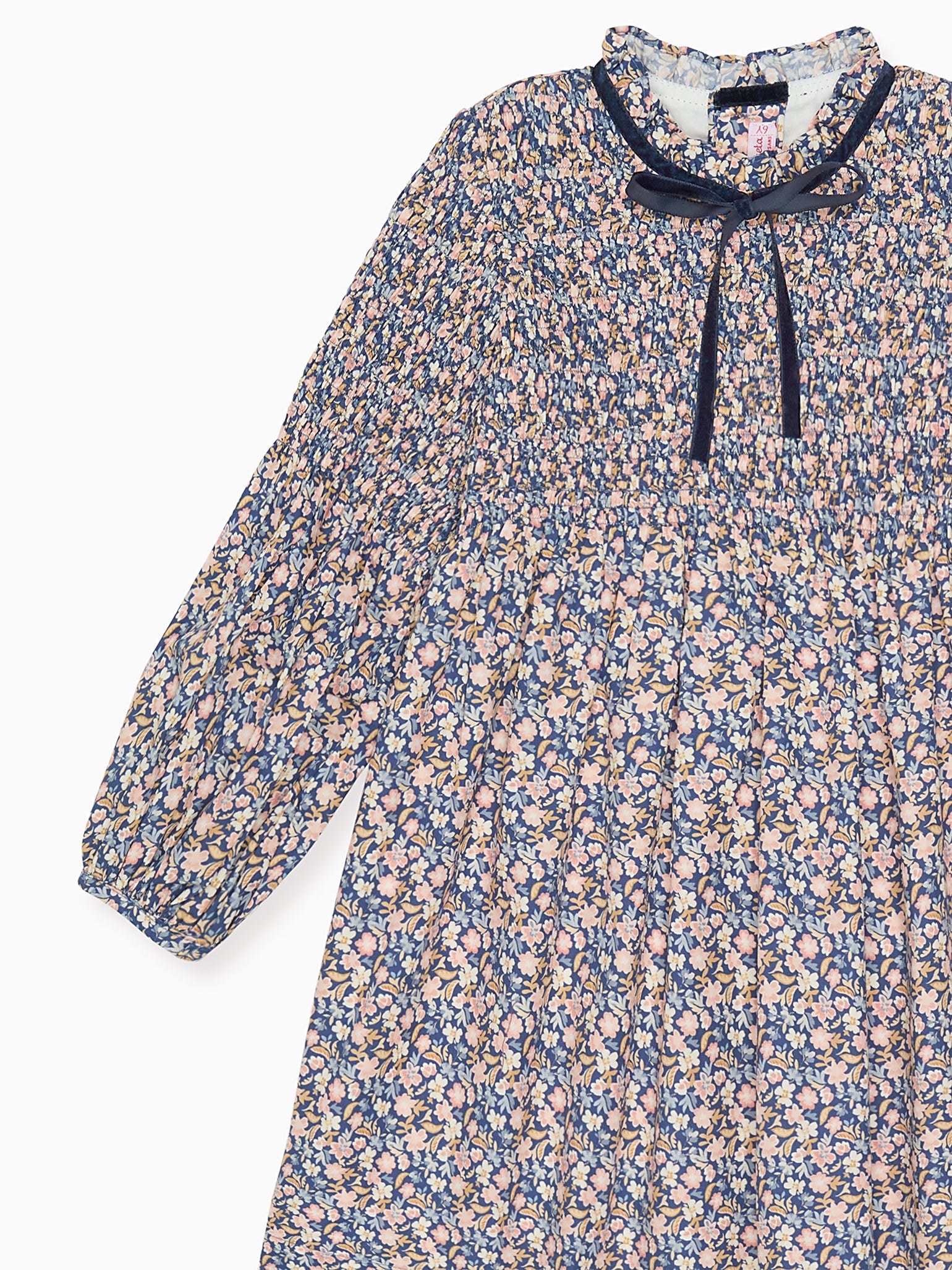 Blue Floral Raya Girl Smocked Dress