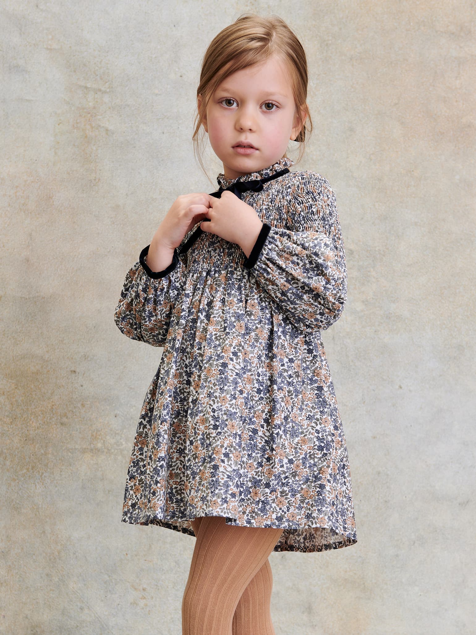 Blue Floral Raya Girl Smock Dress