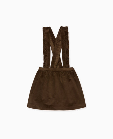 Chocolate Brown Reina Corduroy Girl Pinafore Skirt