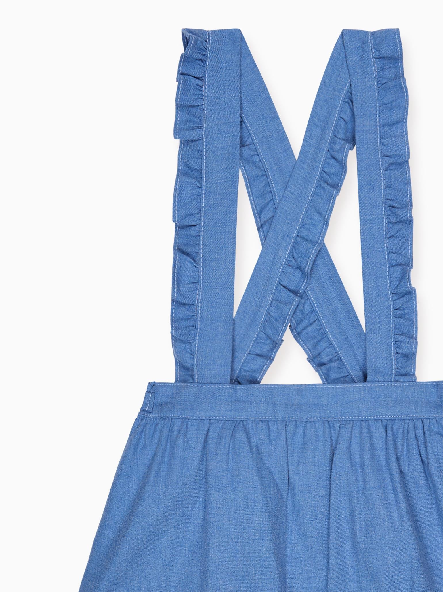 Dusty Blue Reina Girl Pinafore Skirt