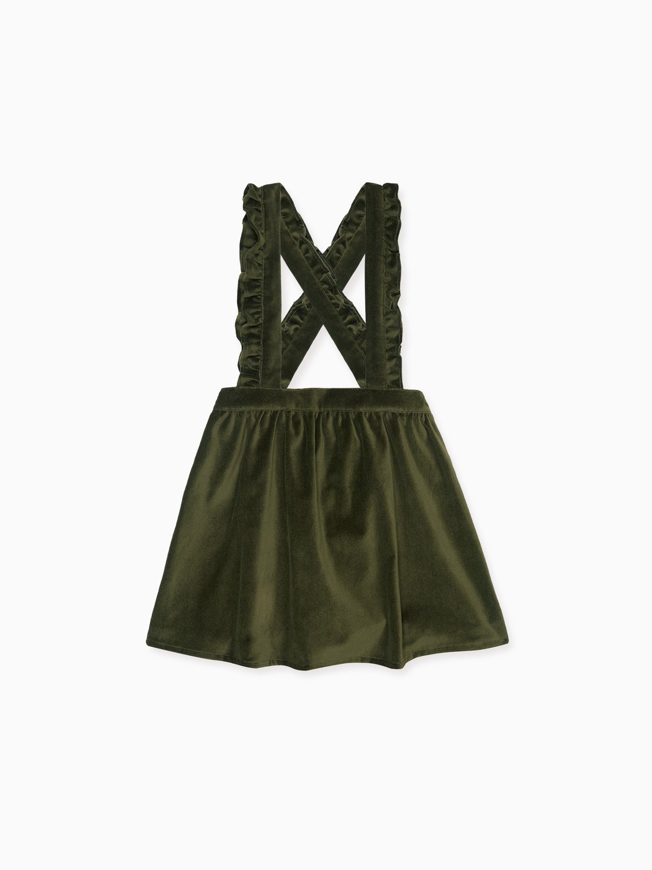 Green Reina Girl Velvet Skirt