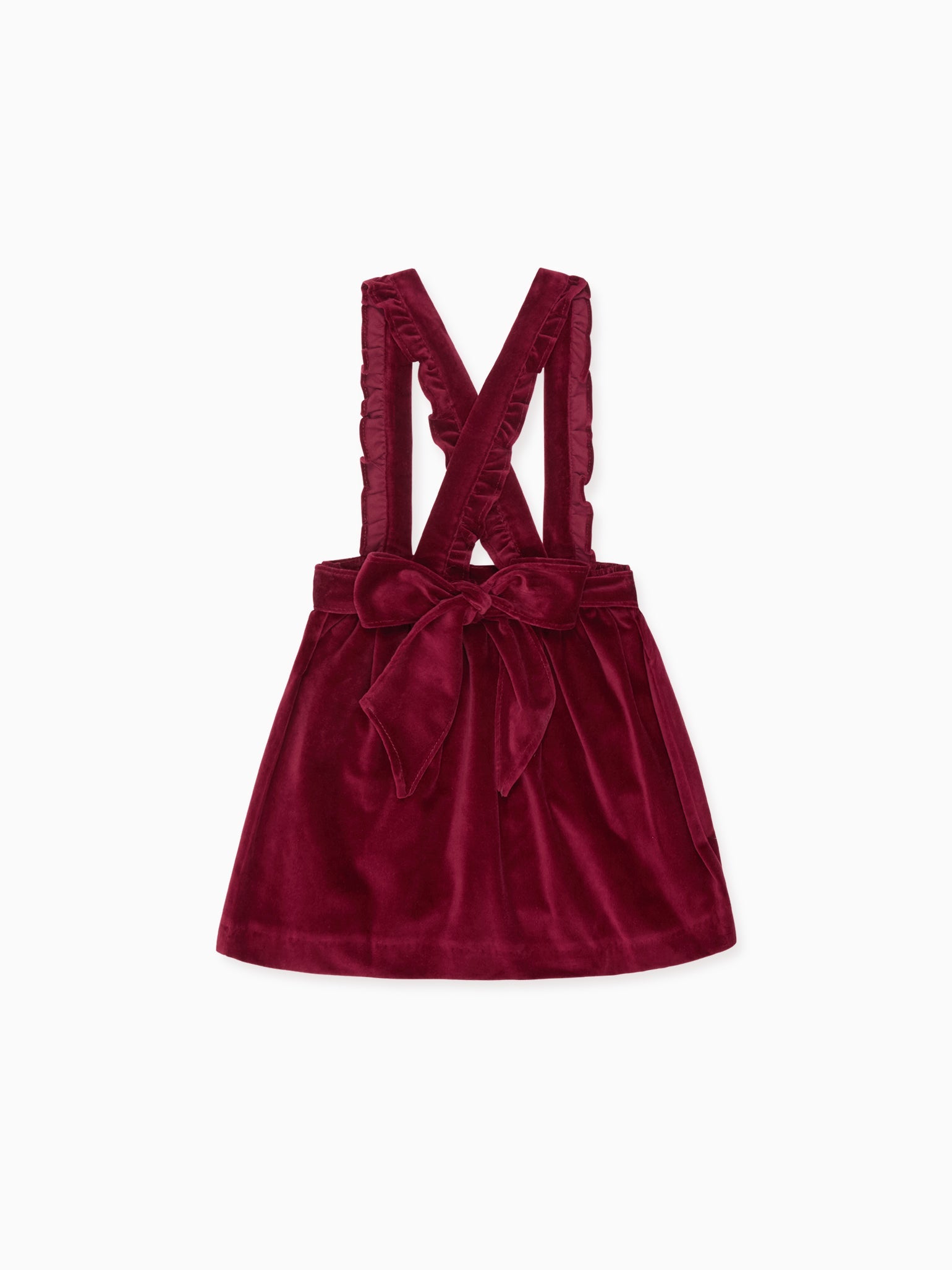 Burgundy Reina Velvet Girl Pinafore Skirt