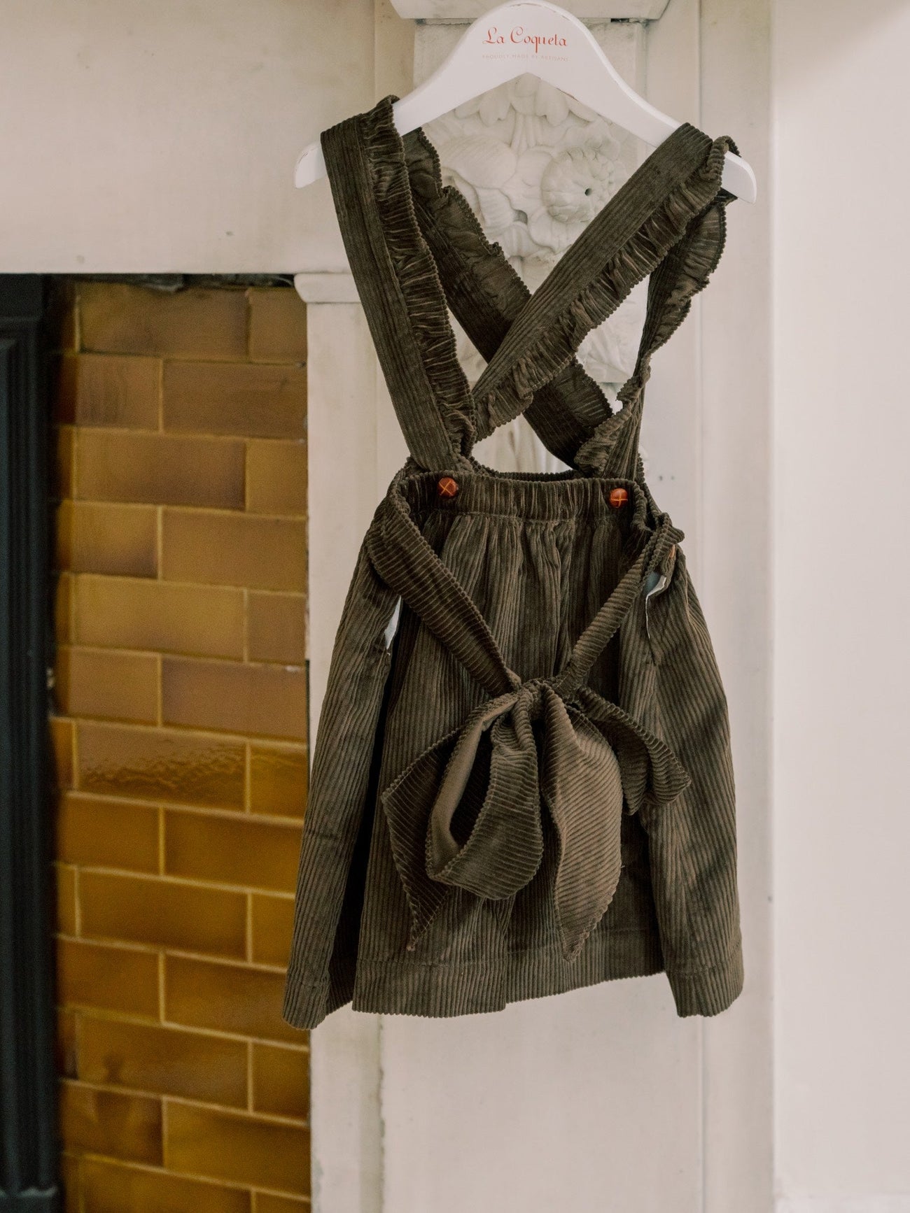 Chocolate Brown Reina Corduroy Girl Pinafore Skirt