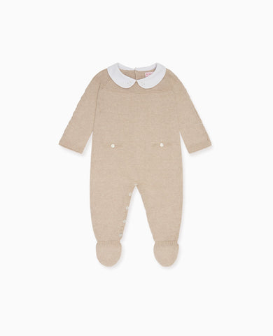 Taupe Reyes Cotton Baby Knitted Playsuit