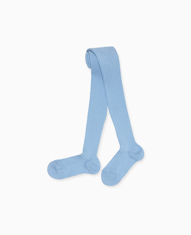 Pale Blue Ribbed Kids Tights