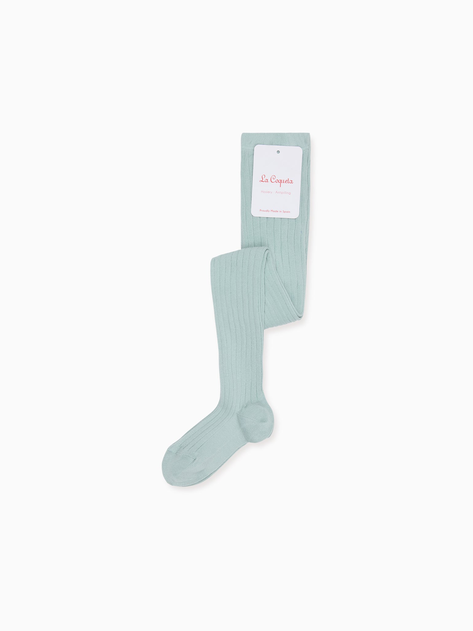 Pale Green Ribbed Kids Tights