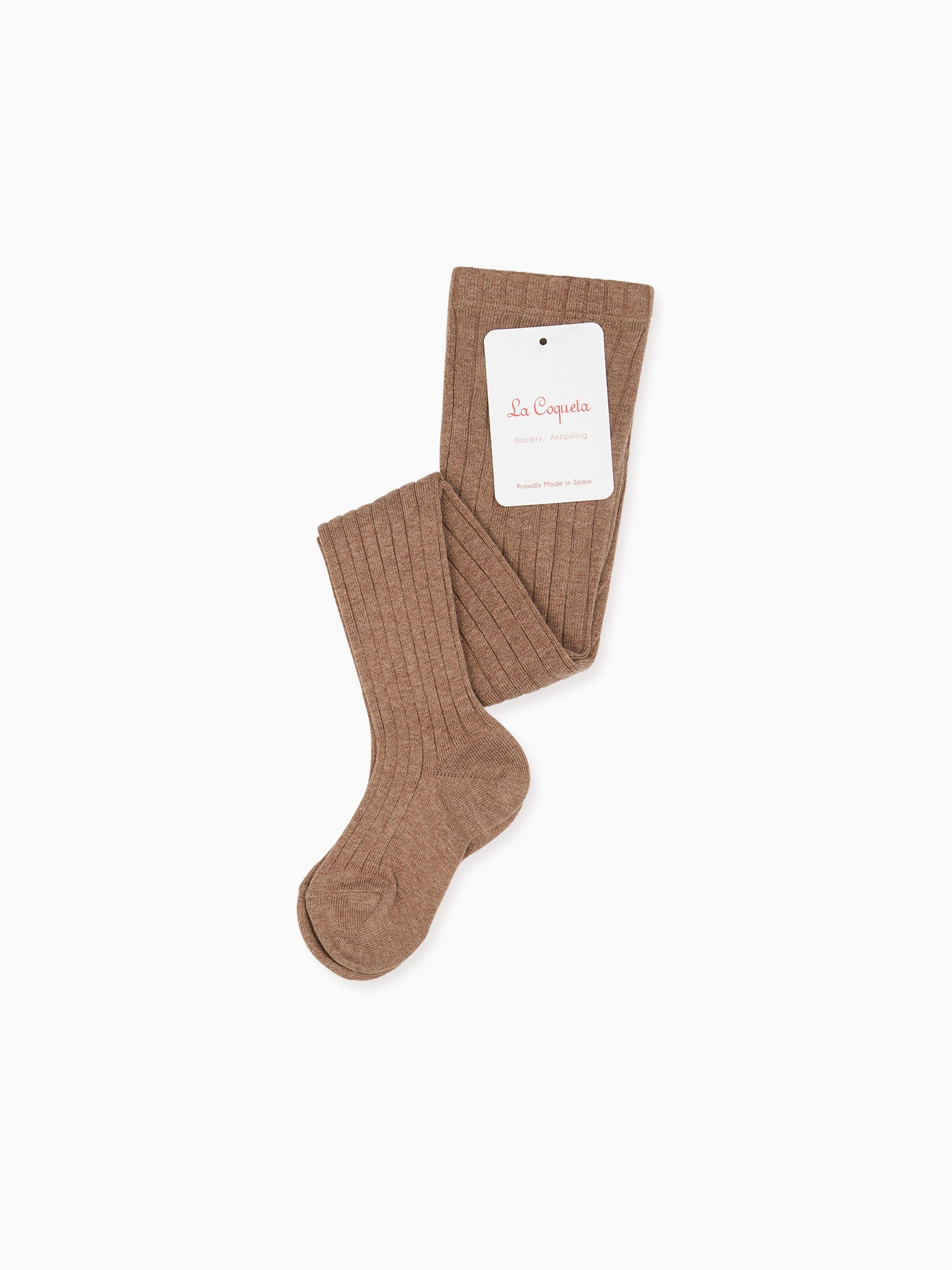 Soft Brown Ribbed Kids Tights