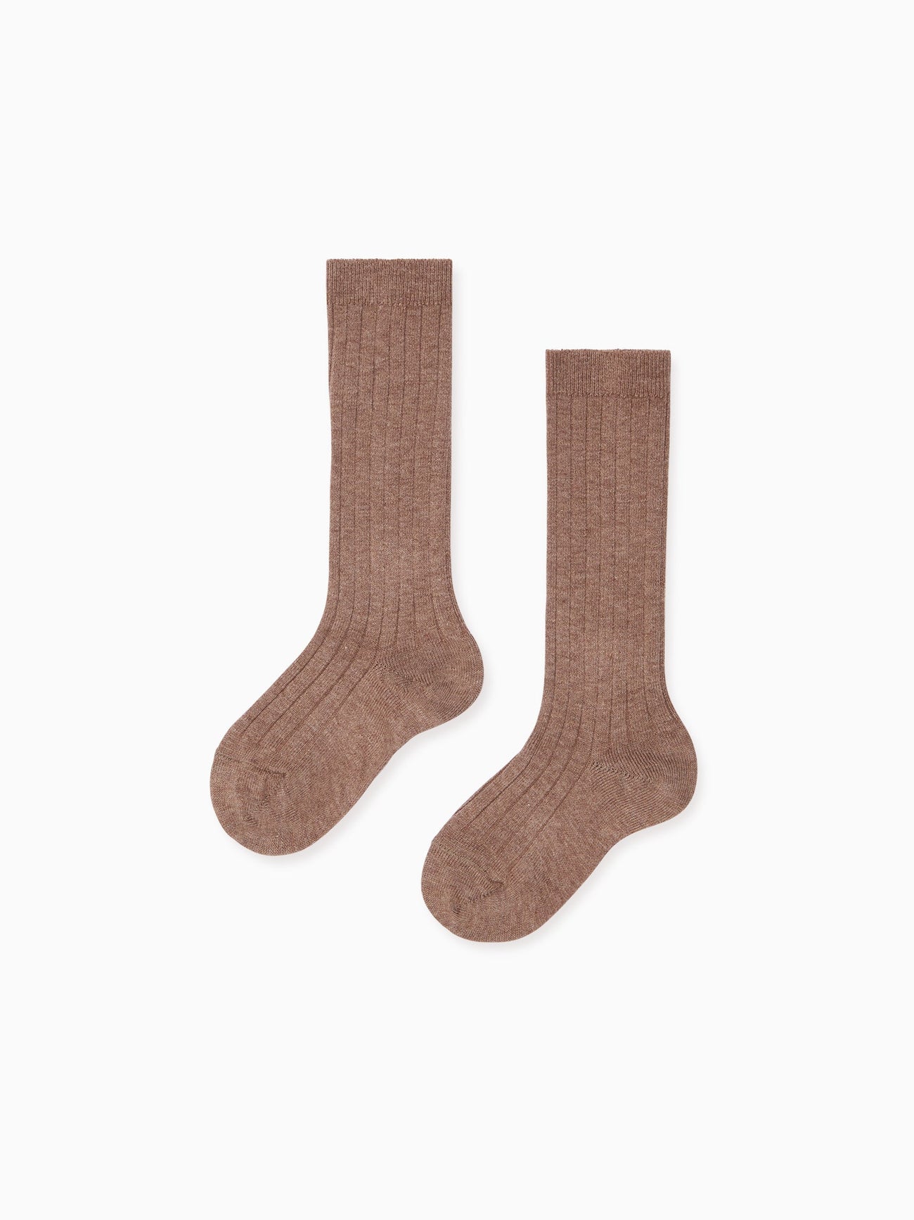 Soft Brown Ribbed Knee High Kids Socks