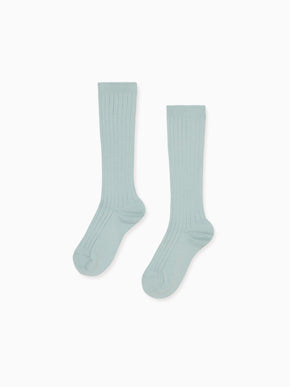 Pale Green Ribbed Knee High Kids Socks