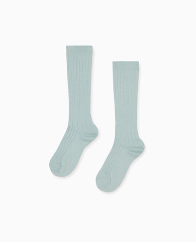 Pale Green Ribbed Knee High Kids Socks