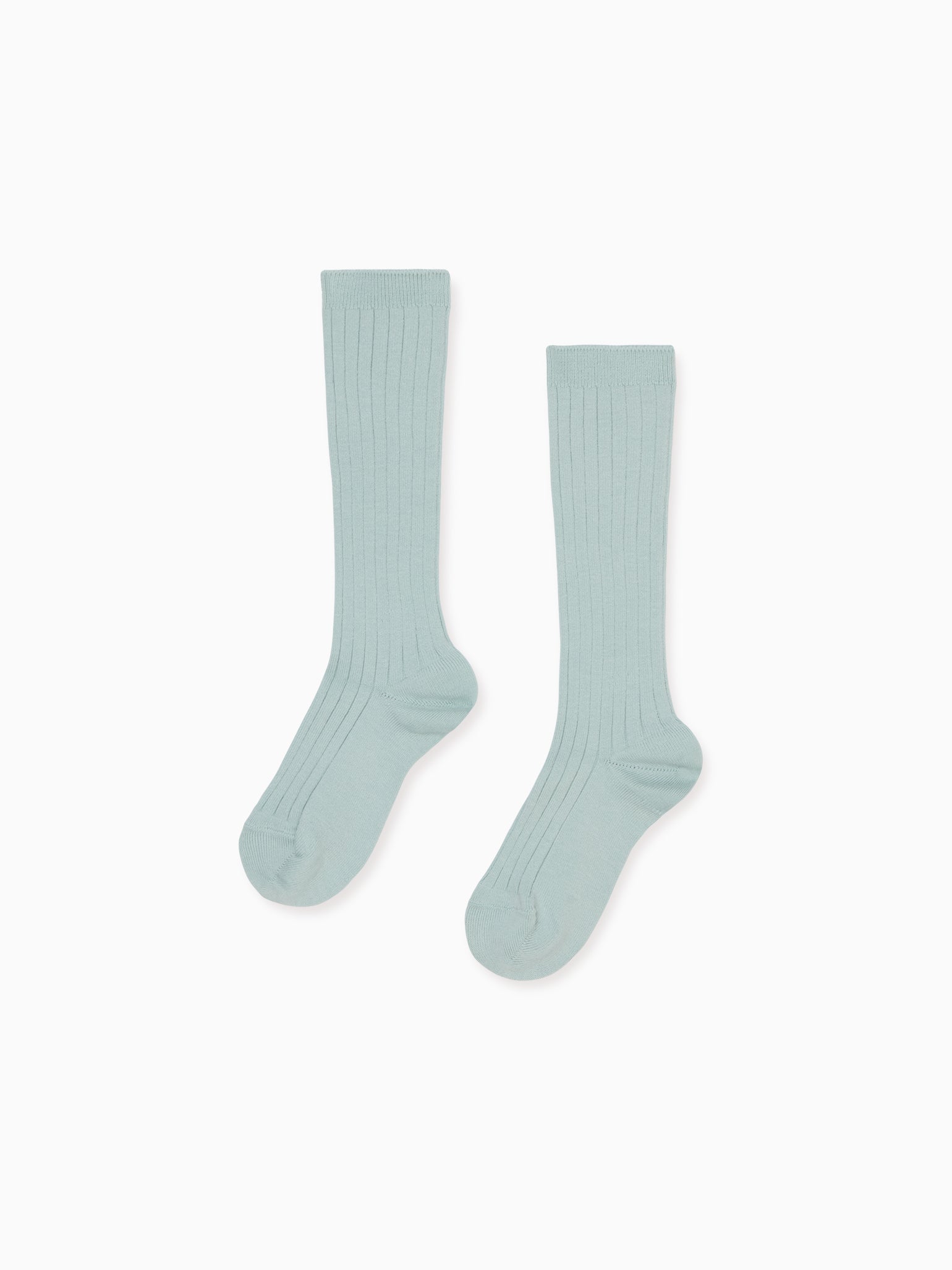 Pale Green Ribbed Knee High Kids Socks