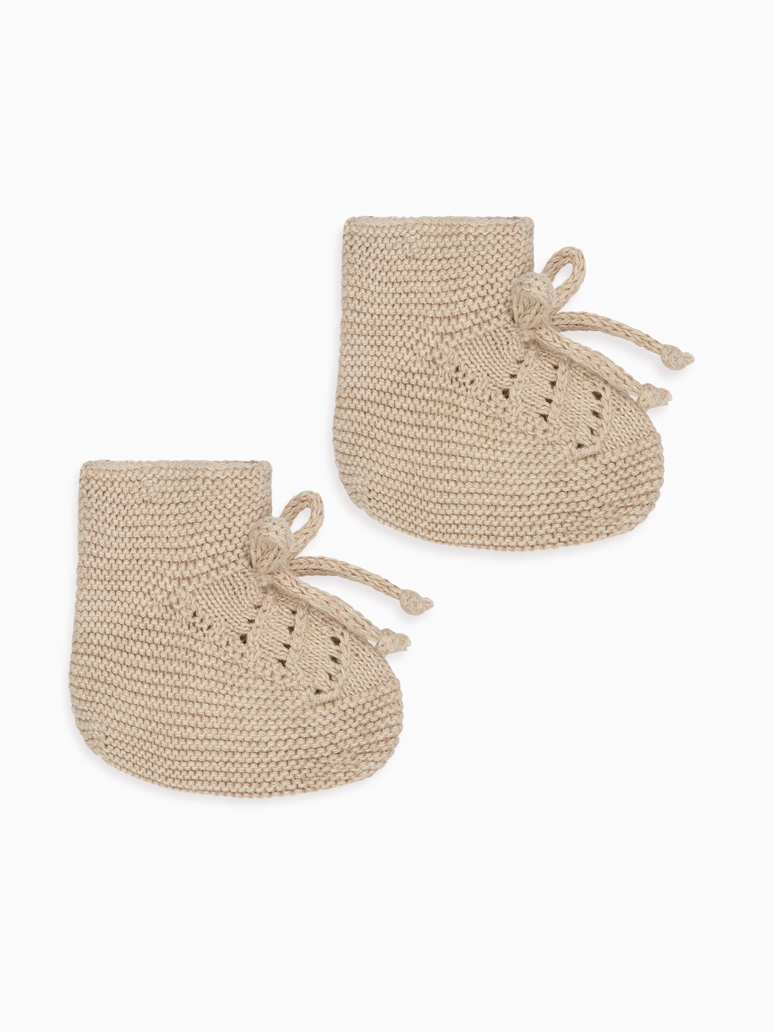 Taupe Rimevera Cotton Baby Knitted Booties