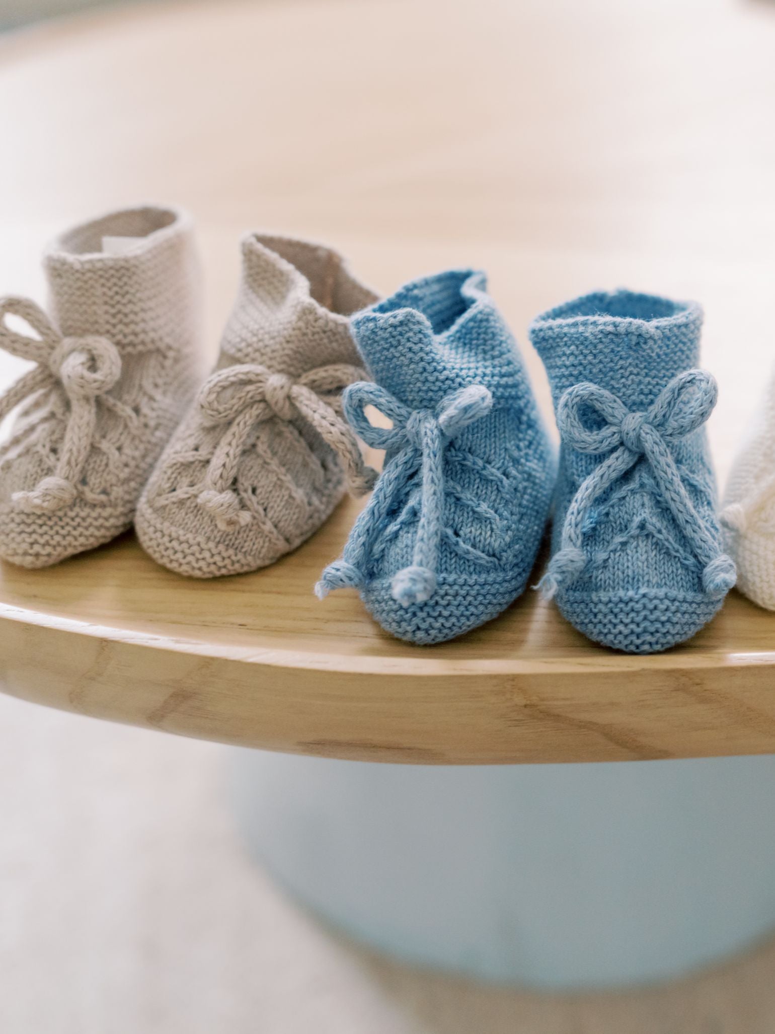 Blue Rimevera Cotton Baby Knitted Booties