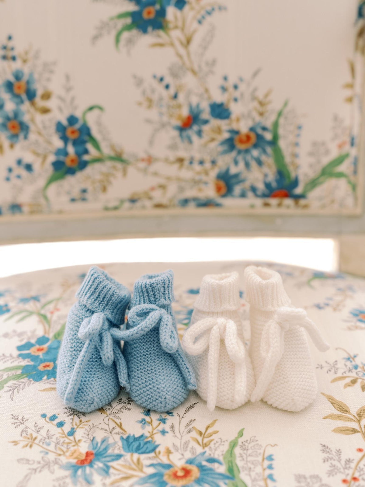 Ivory Rimevera Merino Baby Knitted Booties