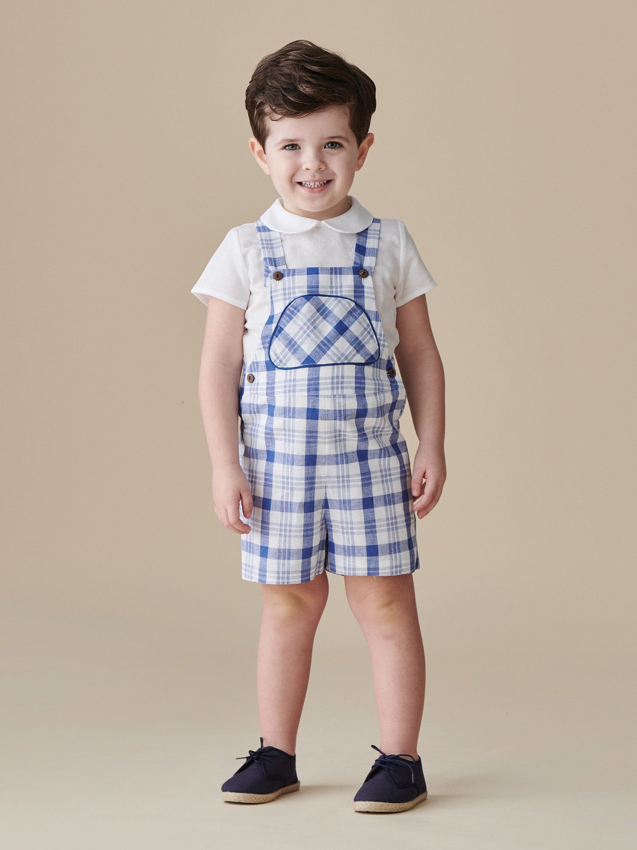 Blue Check Ringo Baby Dungarees