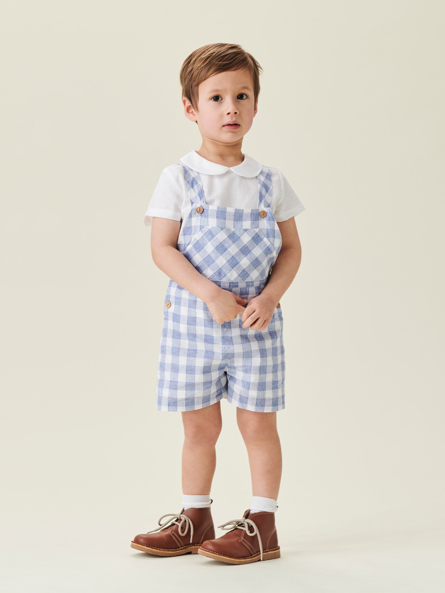 Blue Check Ringo Baby Dungarees