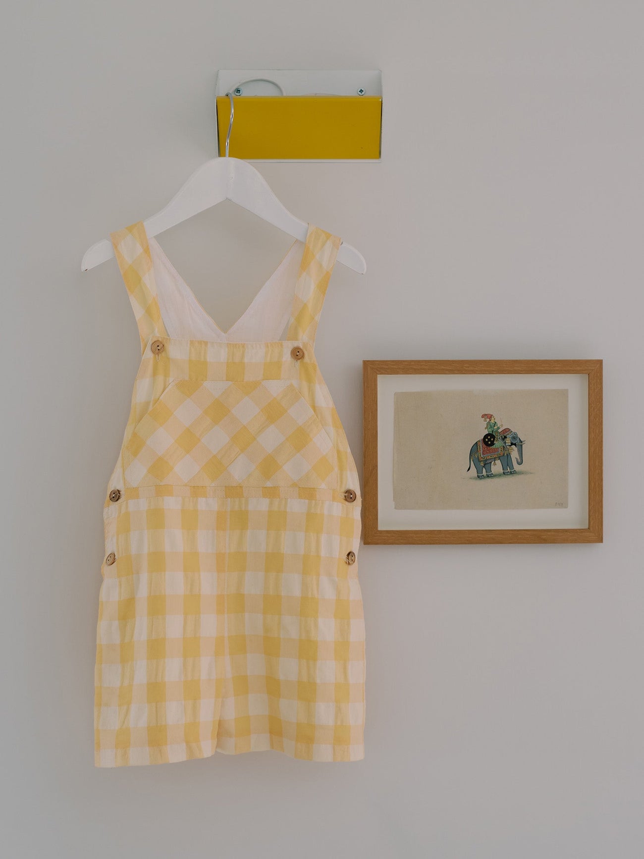 Yellow Gingham Ringo Baby Dungarees