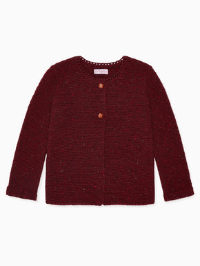 Burgundy Risa Merino Girl Cardigan