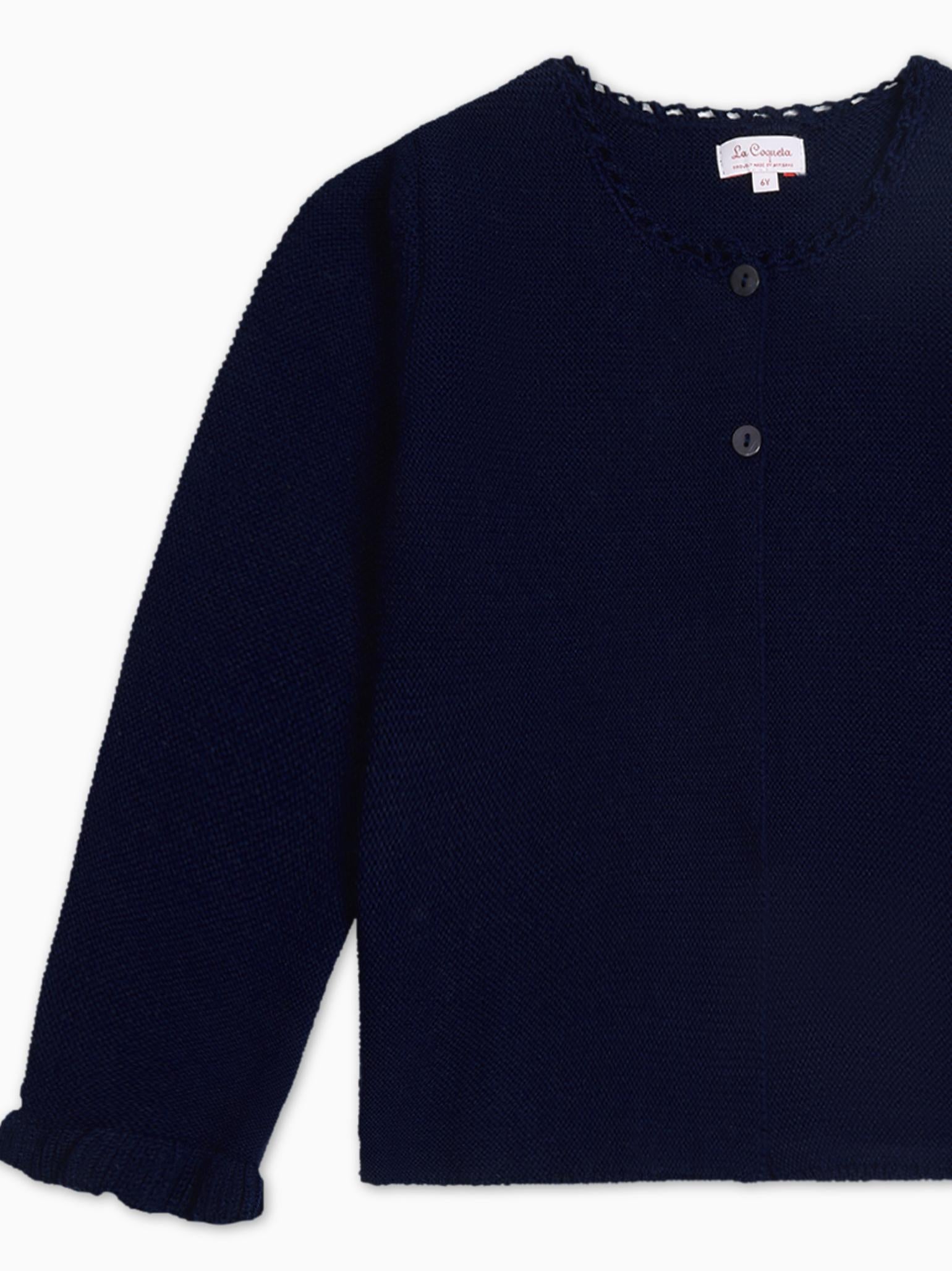 Navy Risa Merino Girl Cardigan