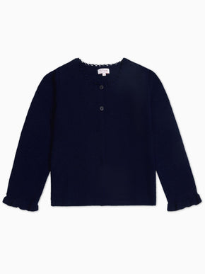 Navy Risa Merino Girl Cardigan