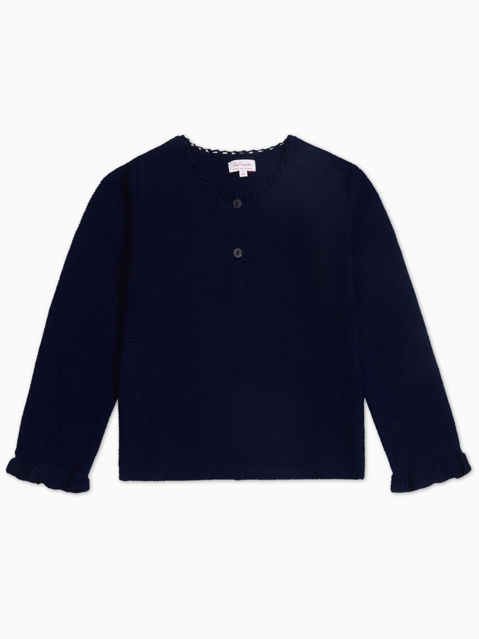 Navy Risa Merino Girl Cardigan