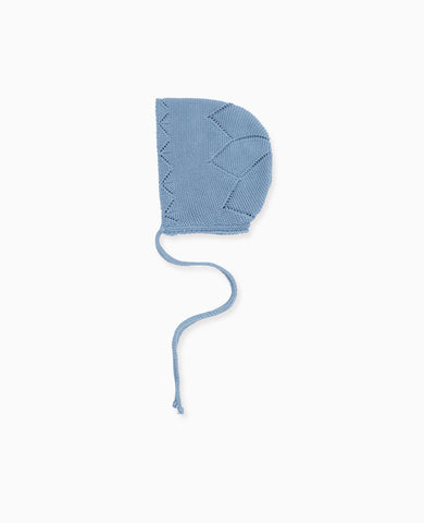 Dusty Blue Rixo Cotton Knitted Baby Bonnet